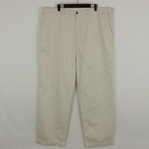 Haggar Men's Size 42x32 Cream Comfort Waist Flat Front Khaki Pants - Picture 1 of 9